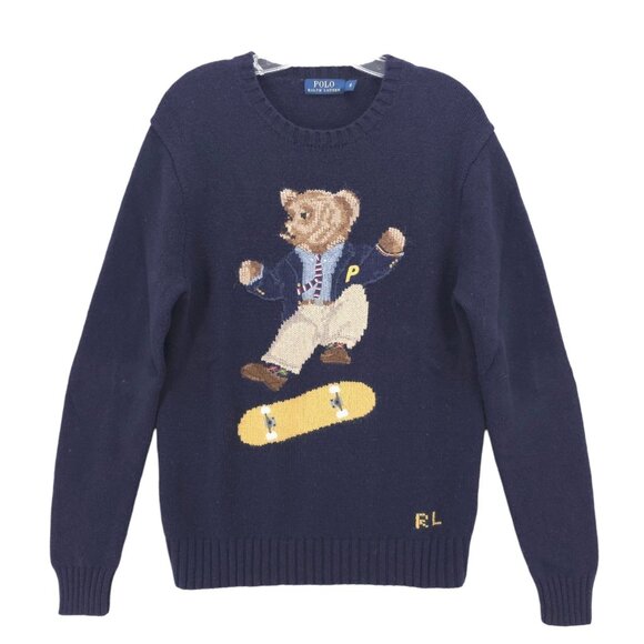 RALPH LAUREN x Palace Sweater Skate Polo Bear Skateboarding Blue SMALL - Picture 1 of 5
